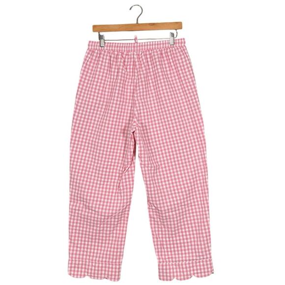 Pink Gingham Cottagecore Pajama Set Cotton Button Top Pants Large - Picture 8 of 9